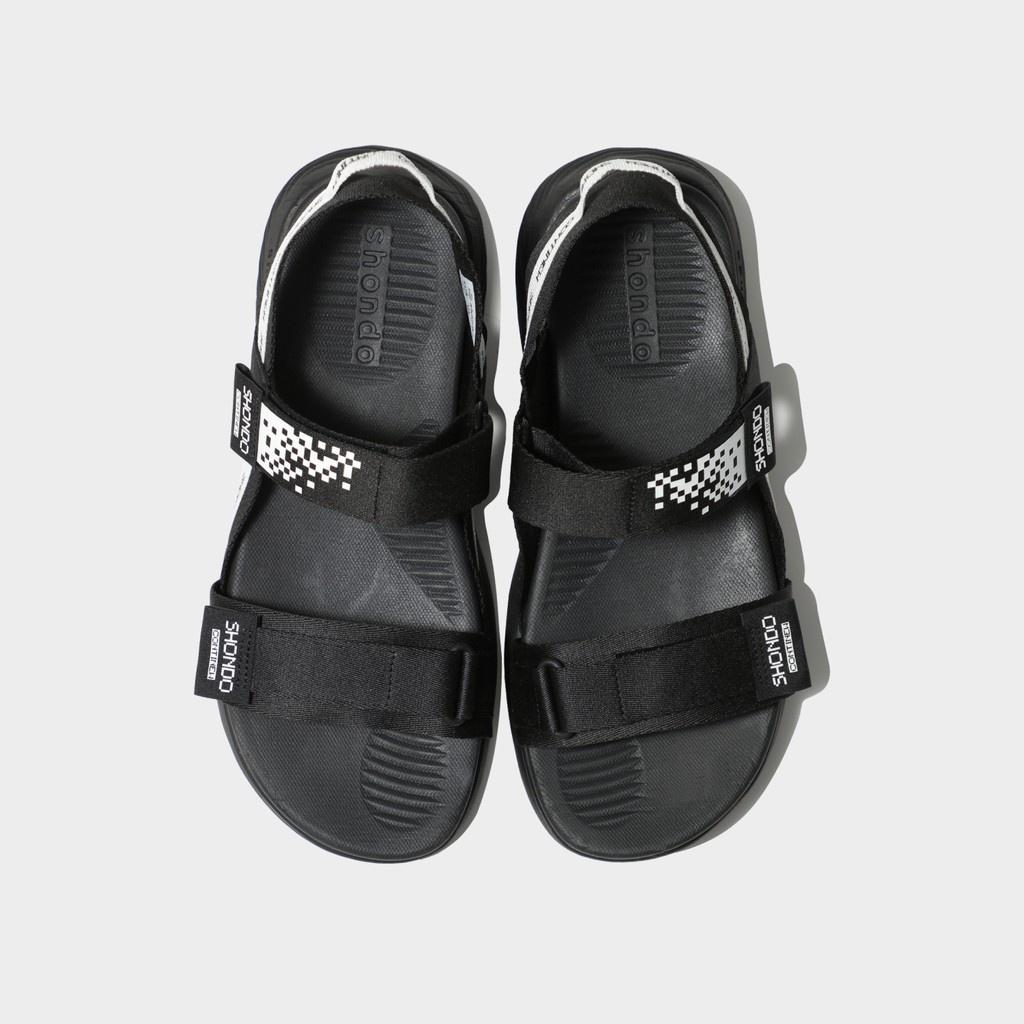 Giày Sandals Nam Nữ Shondo F7 Continew Full Đen F7N1016