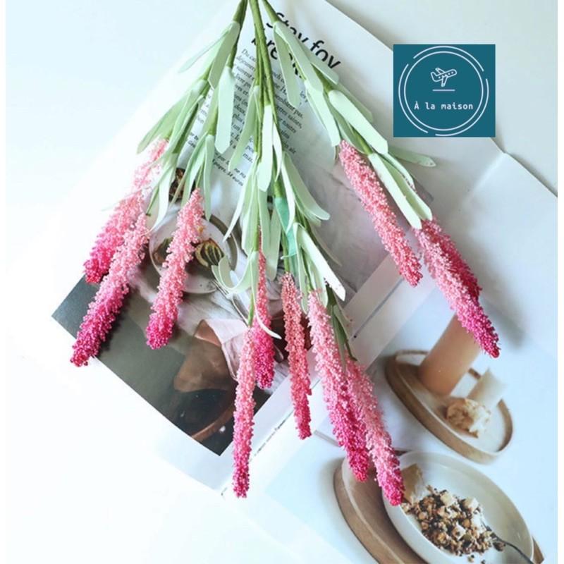 Cành hoa lavender cao 51cm nhiều nhánh dùng trong decor trang trí xinh xắn