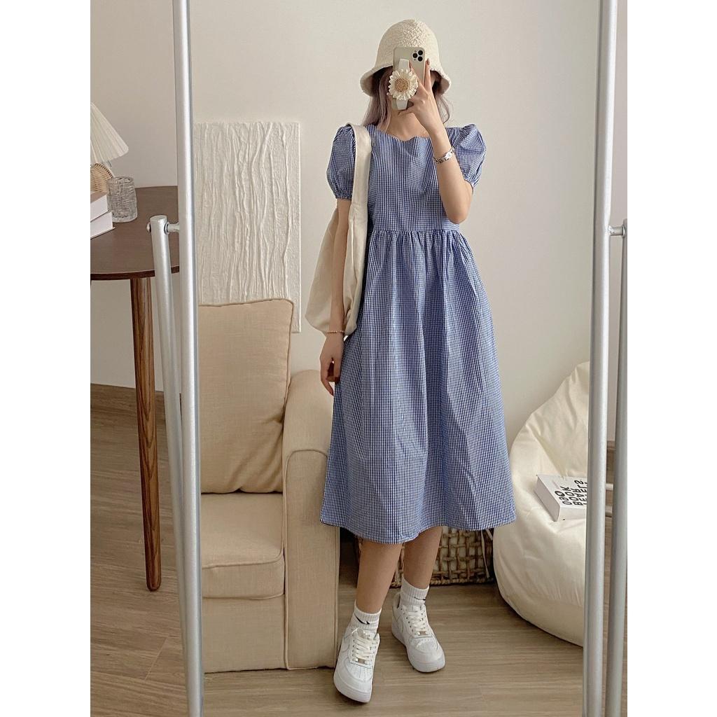 Đầm babydoll trắng hoa nhí, Váy form suông rộng dễ thương, chất đũi mềm mịn, phong cách ullzang Hàn Quốc, QUYNHANHPUKA