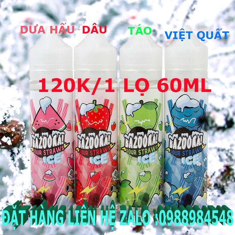 tinh dầu Bộ Thuốc  tạo lá khói điện tử mùi  vape pod chilL SYSTEM  bazoka dâu 60Ml