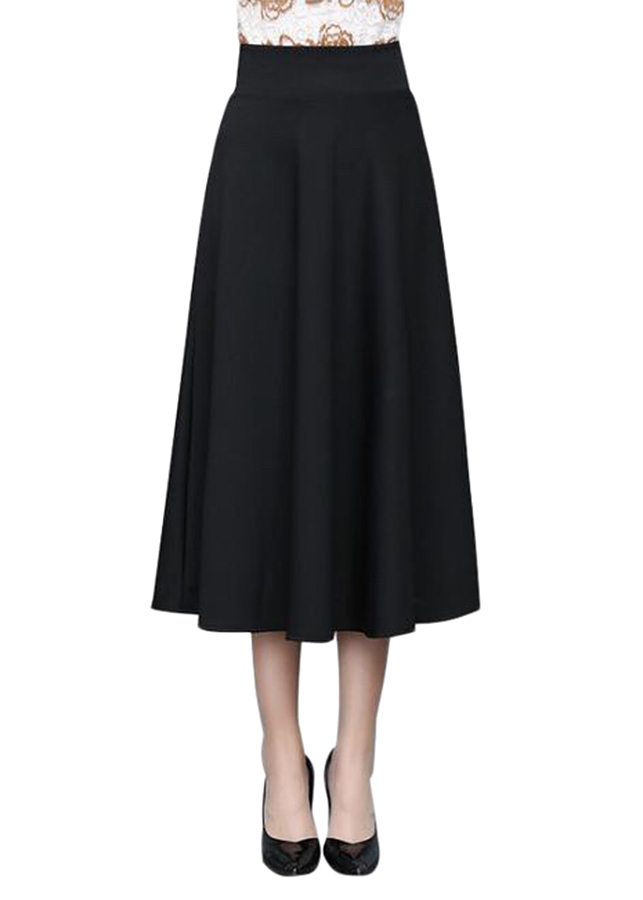 Chân Váy Xòe Dáng Dài - Đen