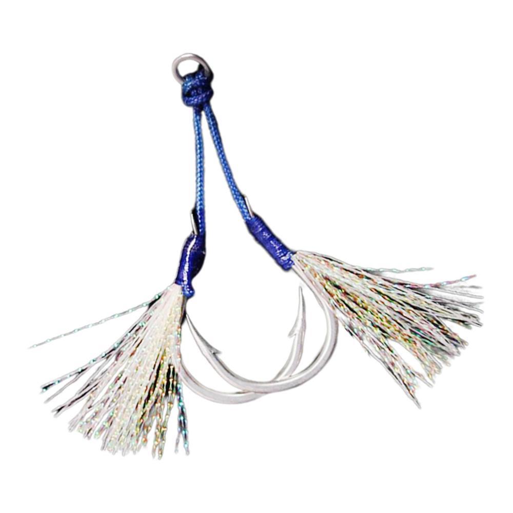 2x Jig Hooks Fishing Hooks Barbed Hooks Assist Hooks In Solid Ring