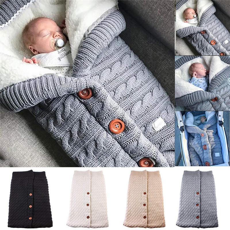 Túi Ngủ Cho Bé Bao Da Mùa Đông Trẻ Em Sleepsack Footmuff Cho Xe Đẩy Dệt Kim Ngủ Tất Sơ Sinh Đầm Len Dệt Kim Slaapzak
