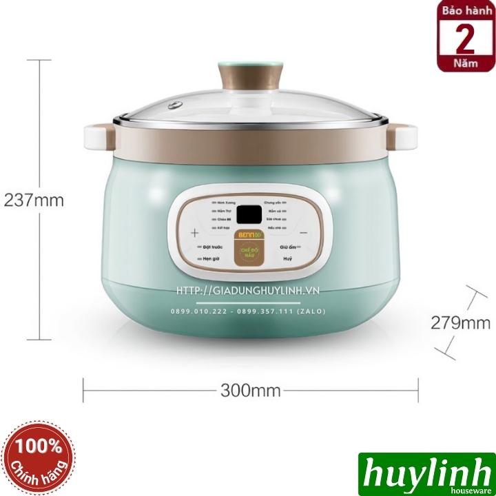 Nồi nấu chậm - chưng yến cách thuỷ Bennix BN-22CWG - thố lớn 2.2 lít - 3 thố nhỏ 0.45 lít - Hàng chính hãng