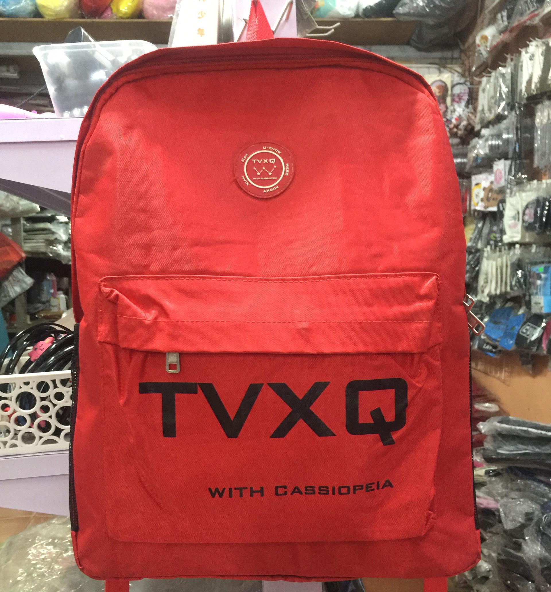 Balo vải chữ TVXQ màu đỏ