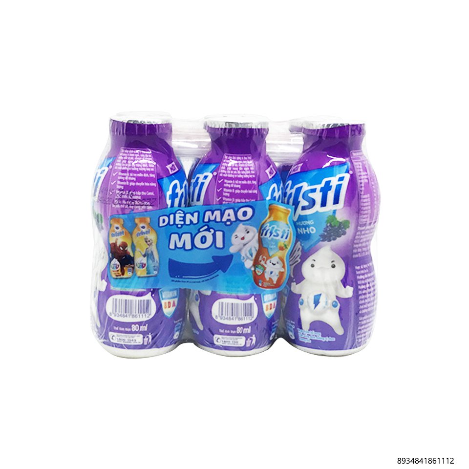 Tặng 1 Balo fristi - Combo 3 Thùng Sữa Chua Uống Fristi Hương Nho - 48 Chai 80ml