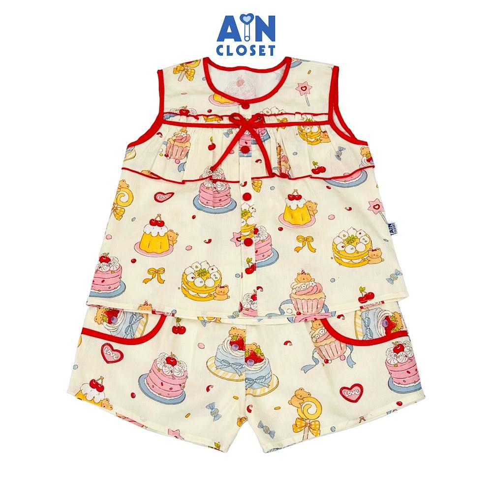 Bộ quần áo Ngắn bé gái họa tiết Bánh Kem cotton - AICDBG1YVFF6 - AIN Closet