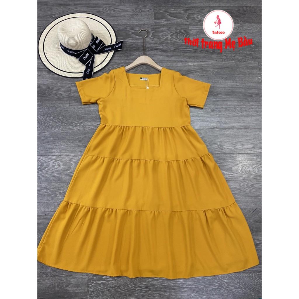 Váy bầu thiết kế baby cổ vuông ( ảnh thật) (shop Tatoco