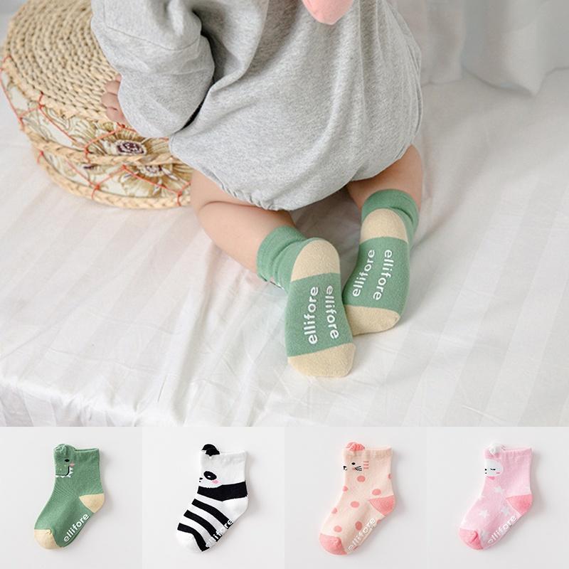 Vớ cotton dài chống trượt họa tiết hoạt hình cho bé gái