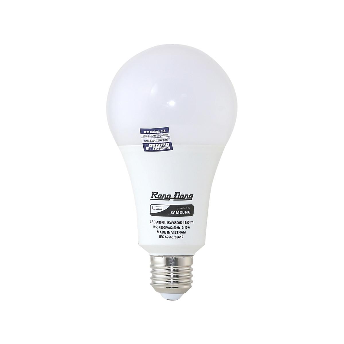 Bóng đèn LED BULB tròn 15W Rạng Đông(LED A80N1/15W.H)