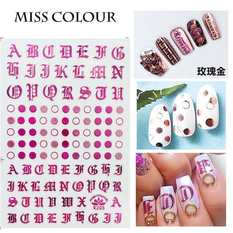 Sticker nails chữ la mã tráng gương - hình dán móng 3D