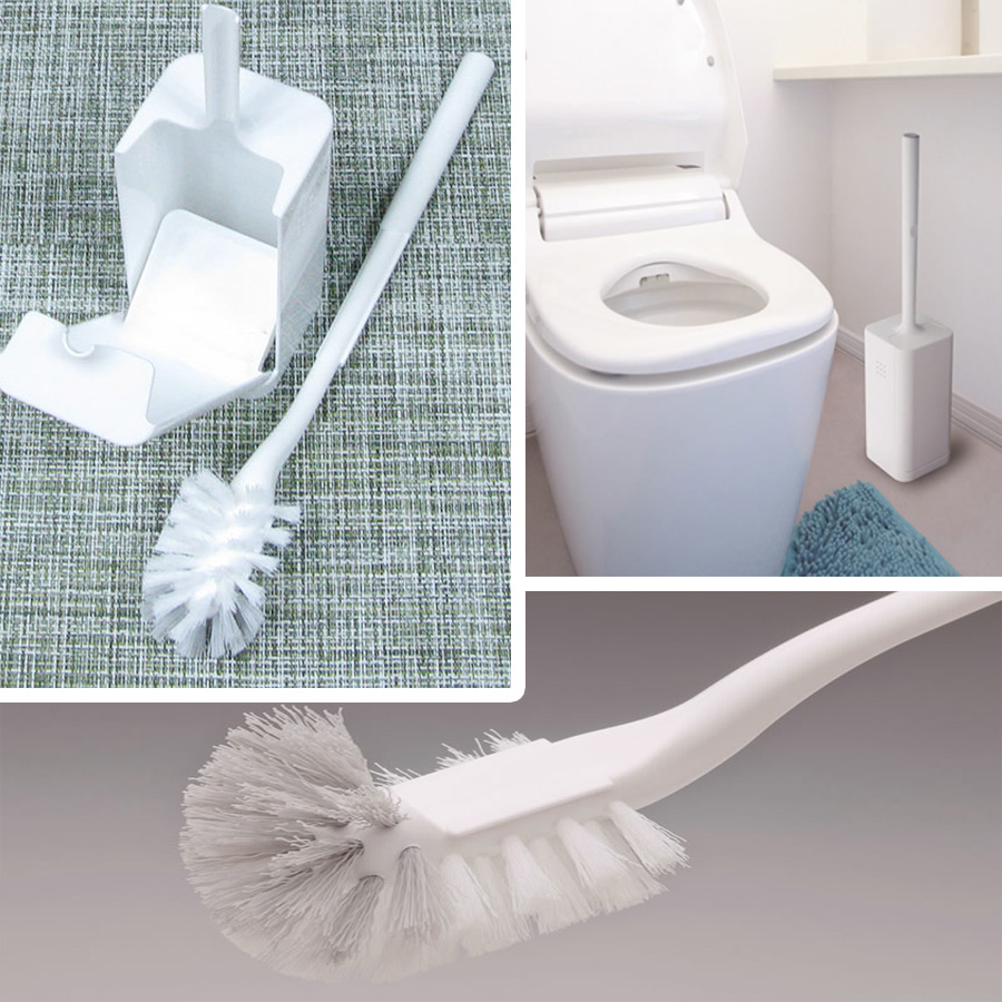 Bộ 3 chổi cọ toilet có hộp đựng thông minh ( màu trắng ) - Hàng Nội Địa Nhật