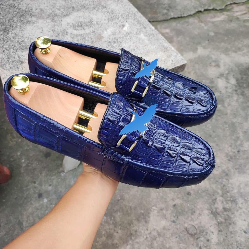 Giày lười Vây đuôi cá sấu Xanh navy CỰC CHẤT!