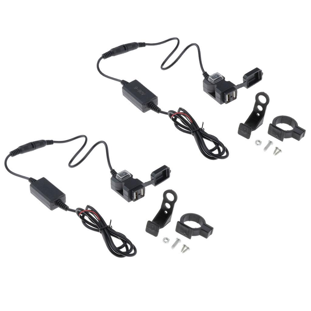 Waterproof Dual USB Handlebar Charger Socket w/ Switch &Mount 12-24V