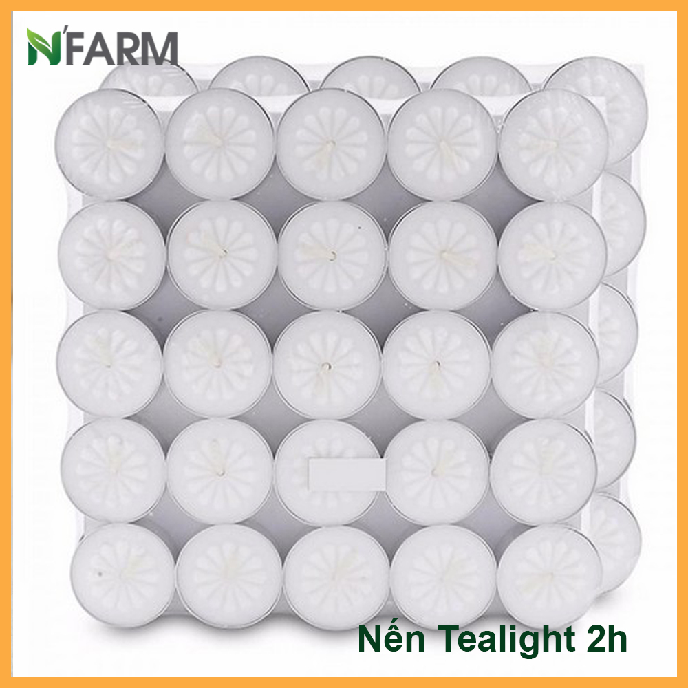 Hộp 100 Viên Nến Tealight Sáp Cọ N'Farm An Toàn Sức Khỏe / Dùng kết hợp đèn xông và tinh dầu/ Khử mùi và đuổi côn trùng hiệu quả.
