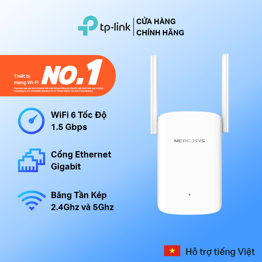 Bộ mở rộng sóng Wi-Fi 6 Mercusys ME60X AX1500 | Tăng Cường Và Mở Rộng Sóng Wi-Fi, Nhanh, Hiệu Suất Cao - Hàng Chính Hãng