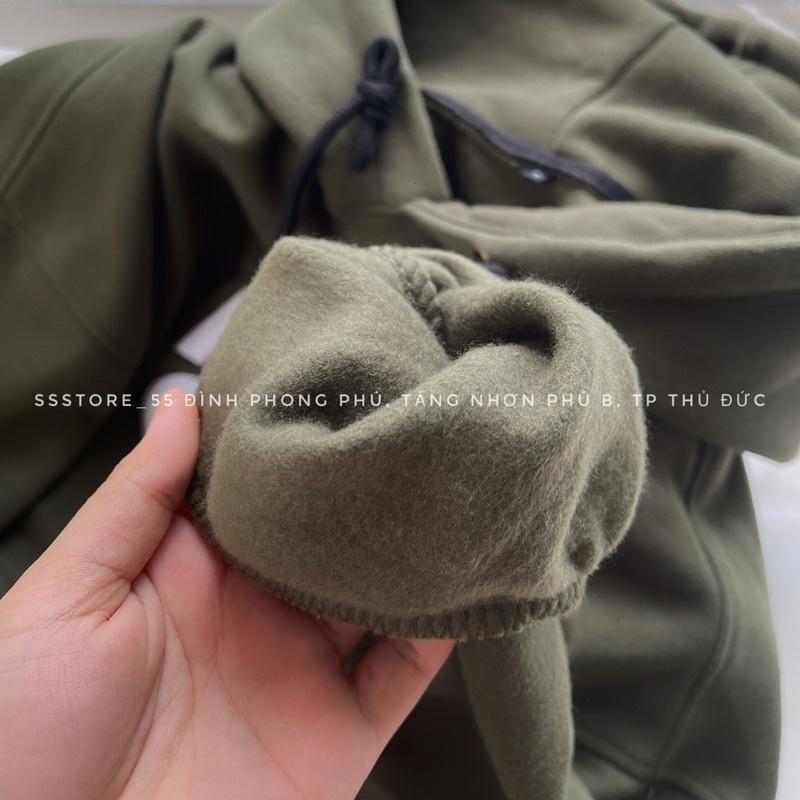 Áo Hoodie nỉ cotton lót bông thêu chữ ANNAB màu xanh form rộng unisex nam nữ