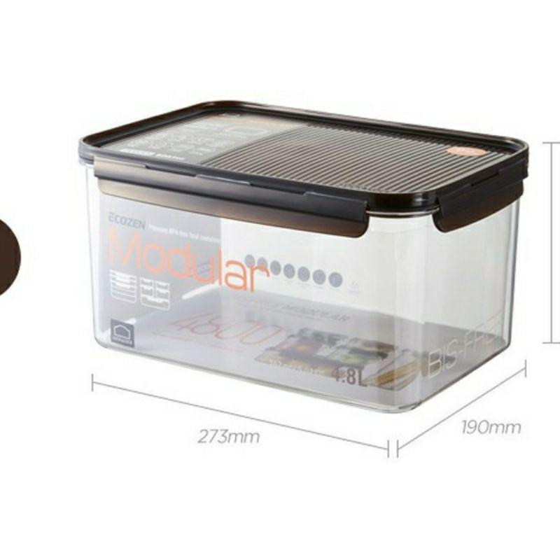 Hộp Bisfree Bảo Quản Thực Phẩm Hình Chữ Nhật Cao Cấp 4,8 lít LBF408 Nắp Nâu