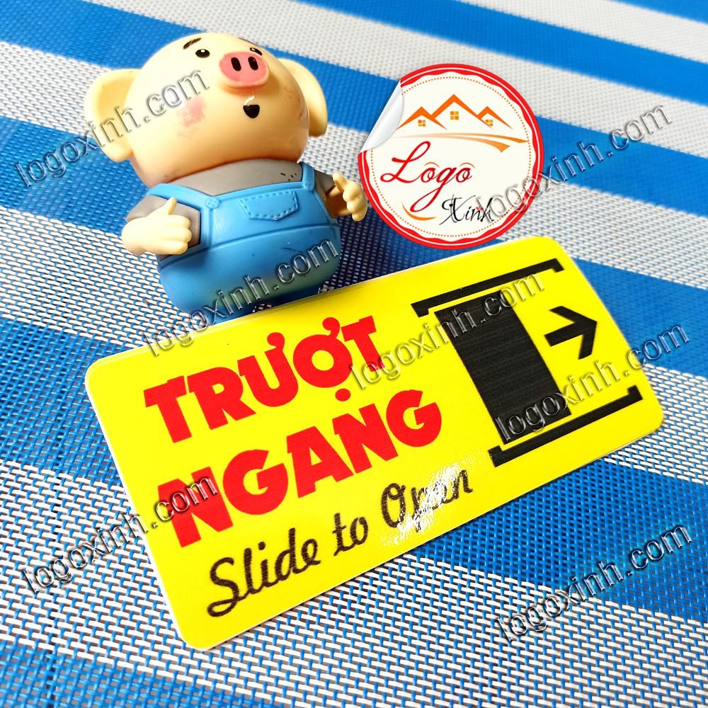 BỘ 2 LOGO STICKER DÁN TEM ĐẨY NGANG TRƯỢT NGANG DÁN CỬA LÙA, CỬA ĐẨY, CỬA KÉO