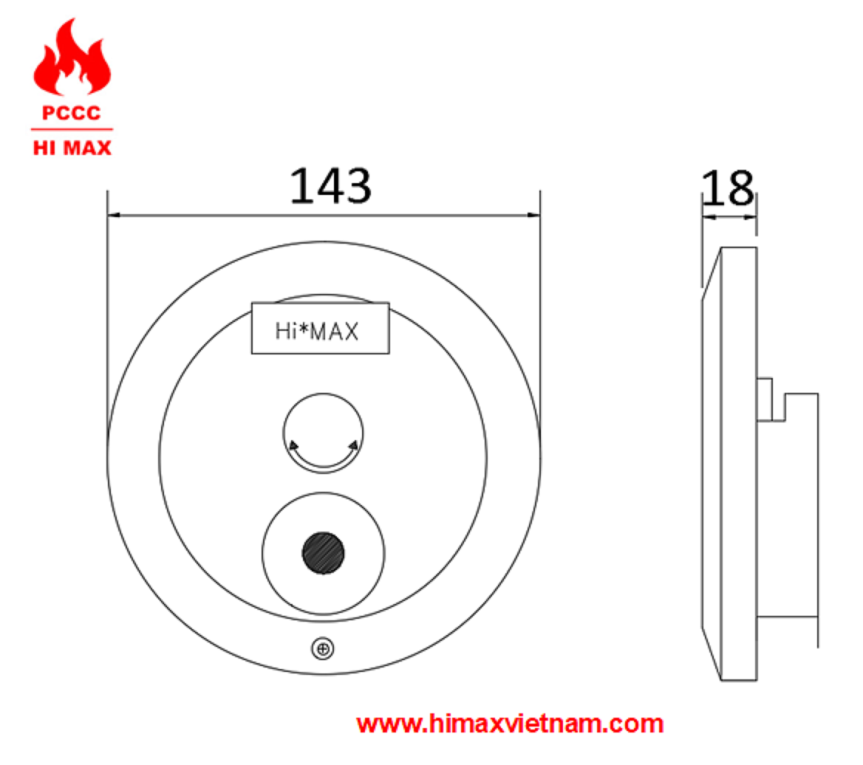 Nút ấn báo cháy hình tròn hi max HE2001