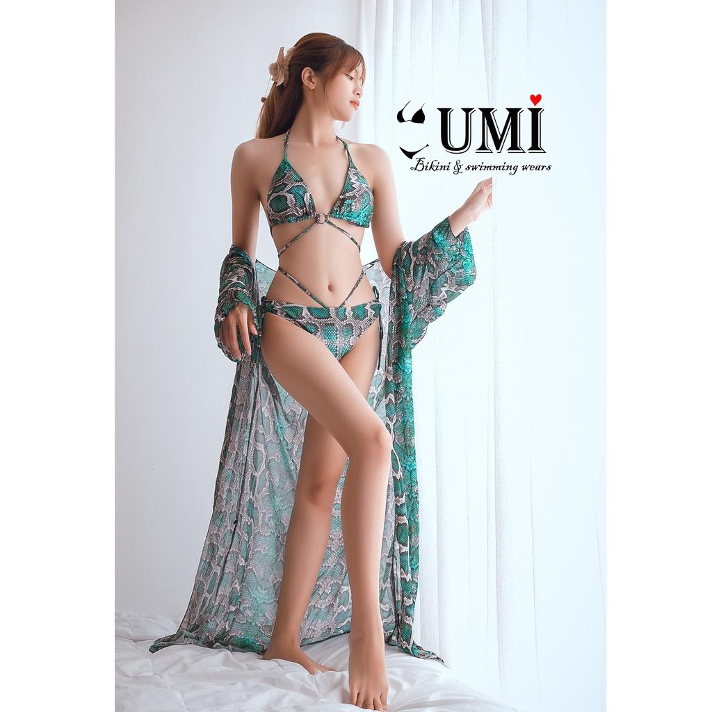 BIKINI HỌA TIẾT DA TRĂN KÈM ÁO CHOÀNG CAO CẤP BIKINI UMI