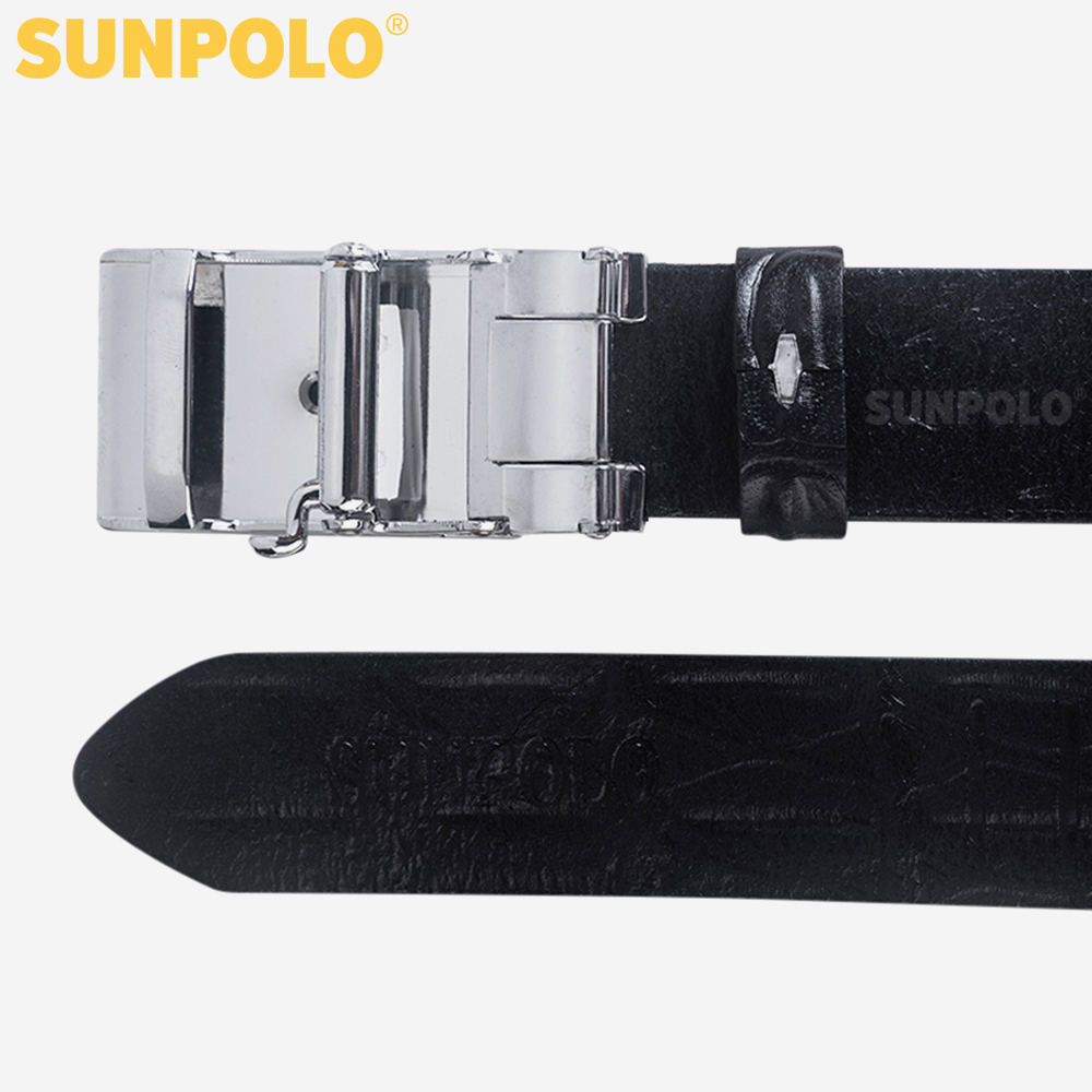 Thắt Lưng, Dây Nịt Nam Da Bò SUNPOLO Khóa cài tự động BSAL02 (Đen)
