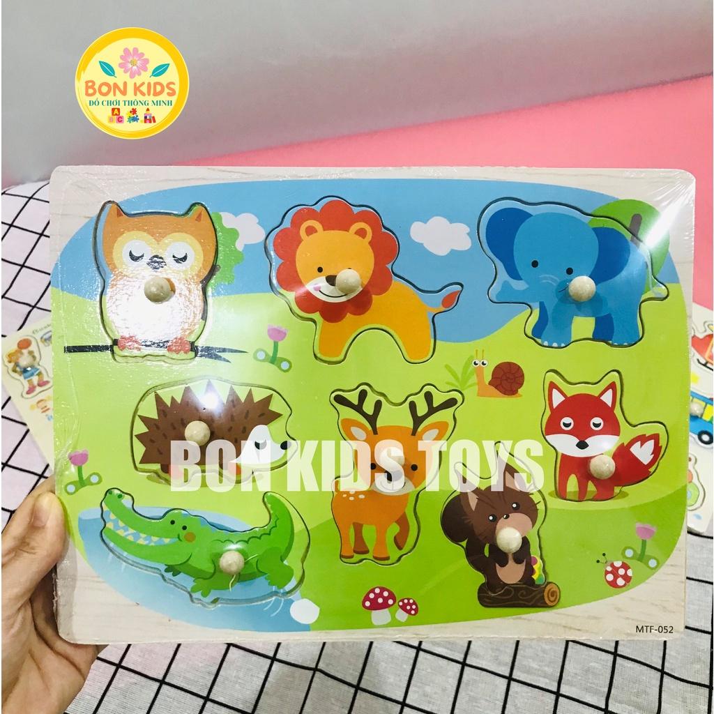 Combo 10 bảng ghép hình/xếp hình gỗ núm theo các chủ đề - Đồ chơi giáo dục thông minh cho bé