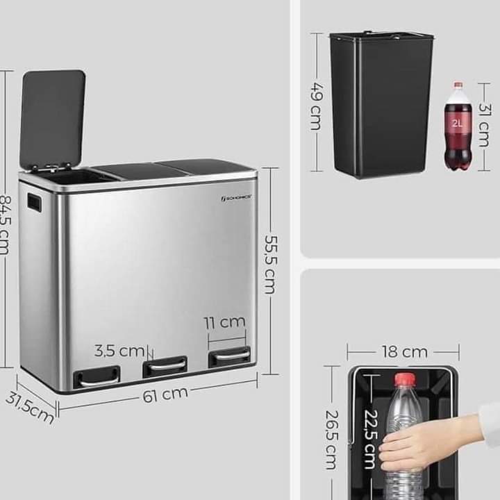 Thùng rác Songmics 30 lit phân loại rác Made in Germany Hàng chính hãng