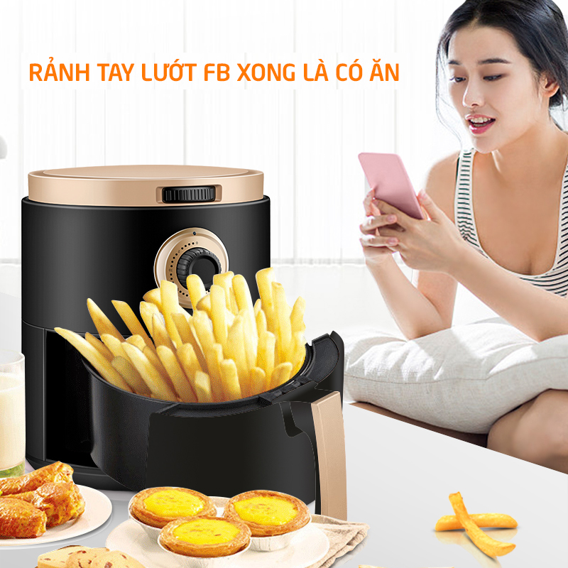 nồi chiên không dầu dung tích 5,6L, nấu nướng thỏa thích, không sợ béo, an toàn cho gia đình, vệ sinh tiện lợi 8063-B