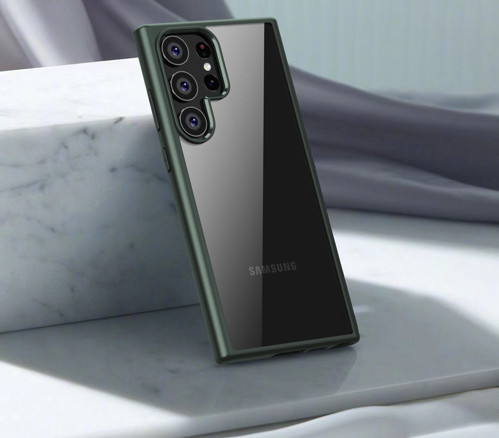 Ốp lưng dành cho Samsung Galaxy S23 Ultra trong suốt lưng cứng viền màu bảo vệ toàn diện