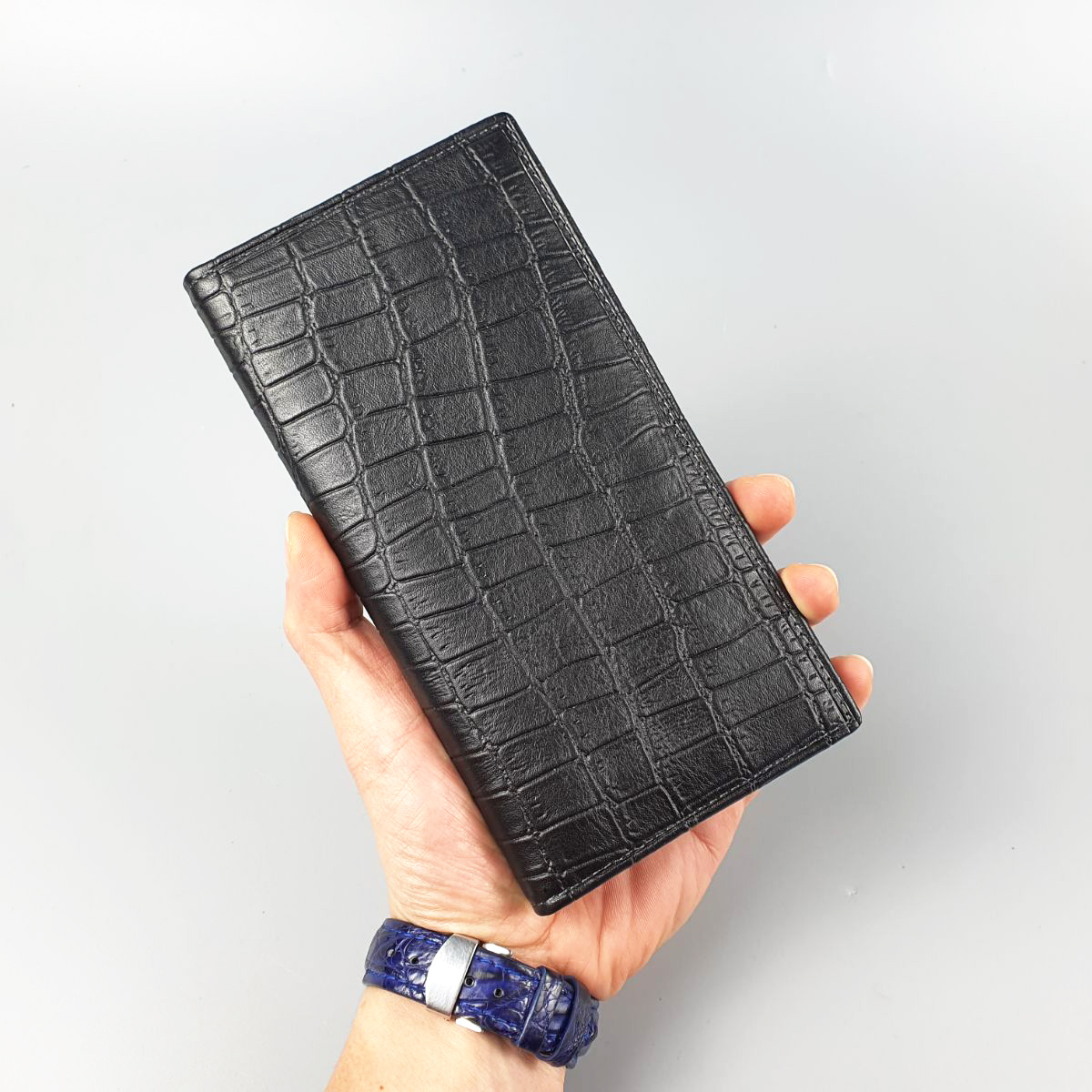 Ví dài cầm tay unisex da bò thật vân cá sấu WL123LEA - 100% da bò thật