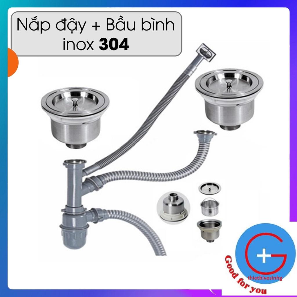 Bộ xi phông chậu rửa bát inox hai hố cân bằng nhau