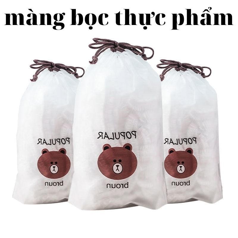 Màng bọc thực phẩm set 100 chiếc co giãn siêu dai có chun hình túi gấu