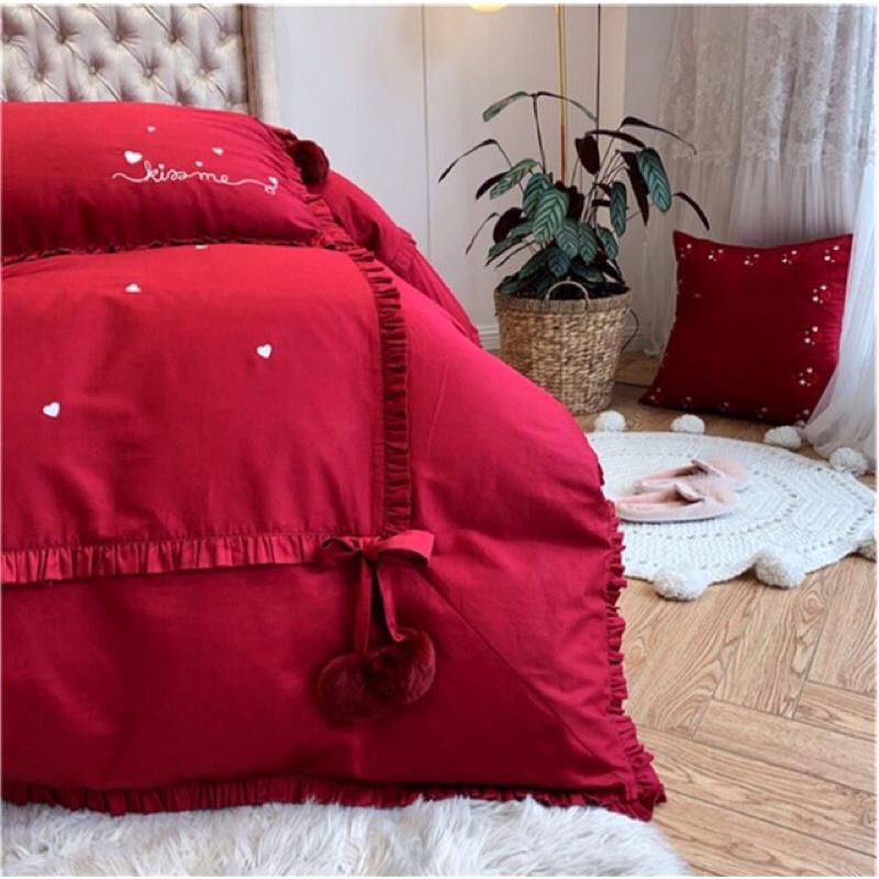 Bộ ga gối vỏ chăn lụa thêu cao cấp 7 món