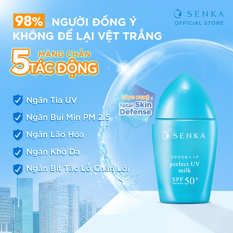 Bộ đôi Kem chống nắng Nhật Bản Kiềm Dầu - Không Gây Mụn dạng sữa SENKA PERFECT UV MILK 40ml