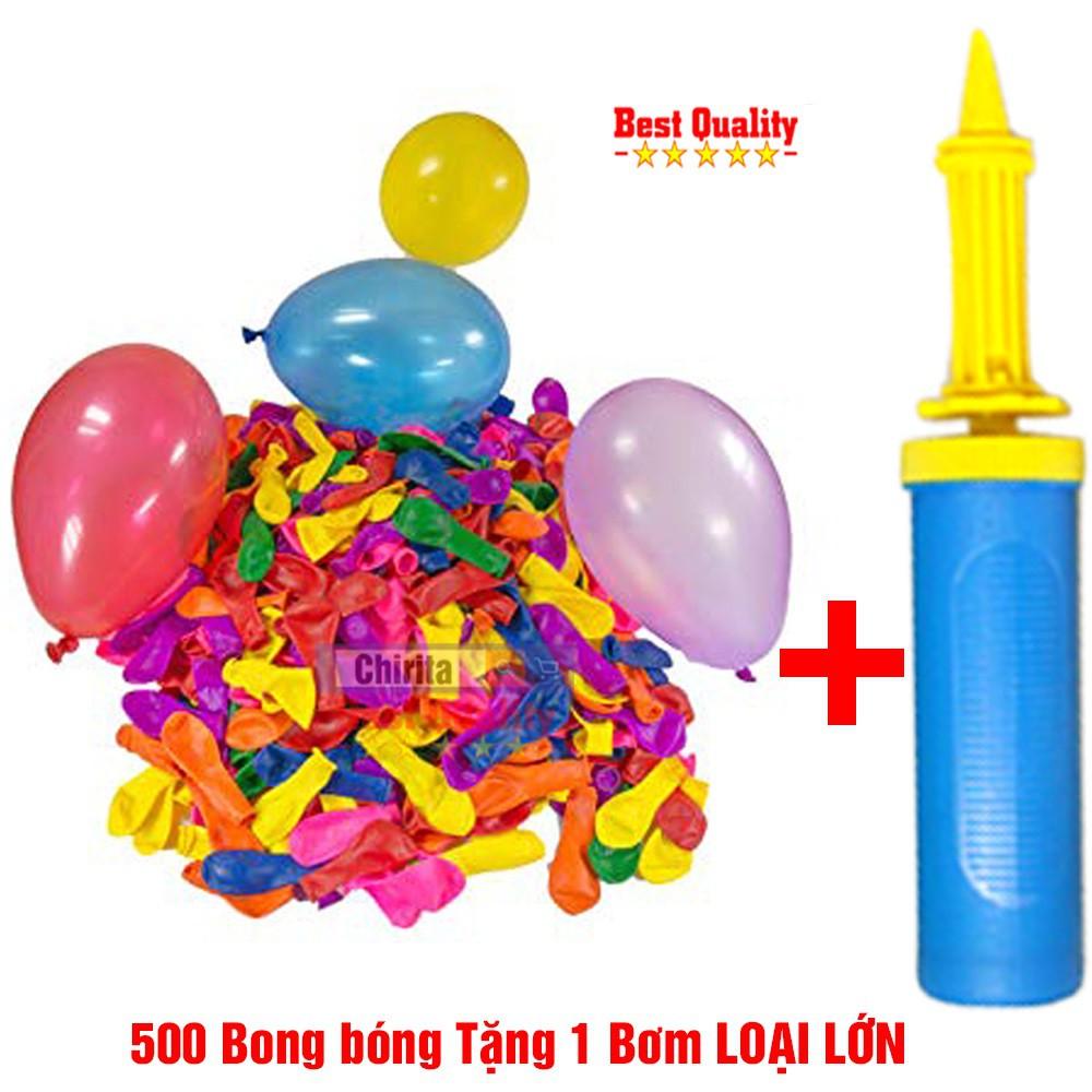 Combo 500 Bong Bóng Nước Tròn Đủ Màu Tặng Ống Bơm