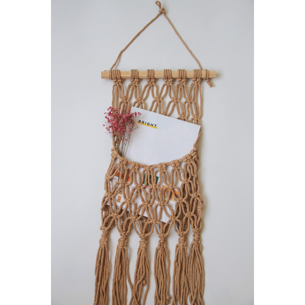 Túi Macrame treo tường tiện lợi TTM02 - Đựng đồ tiện dụng, lưu trữ đa năng, trang trí phòng khách, phòng ngủ.