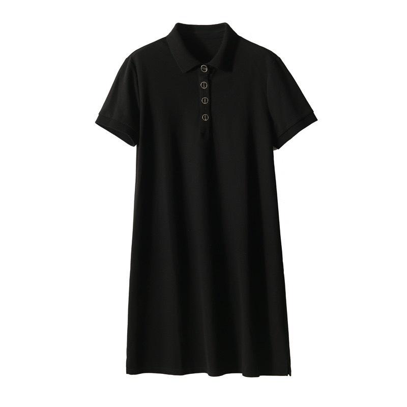 Đầm polo dáng suông cổ sơ mi cộc tay