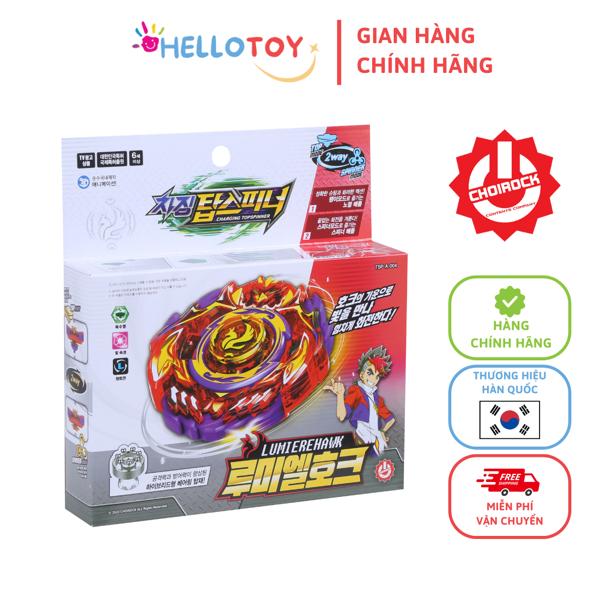 Đồ Chơi Con Quay CHARGING TOP SPINNER Lumiere Hawk (Kèm Bệ Phóng) - Hellotoy