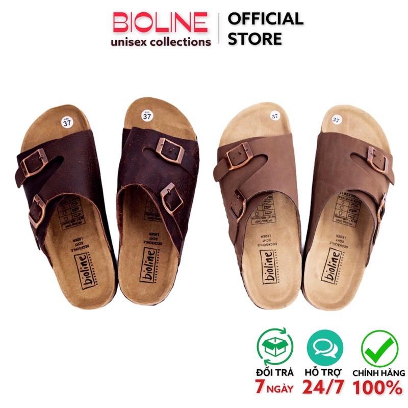 Dép birken quai ngang Bioline đế bằng da bò thật unisex mã BO19 - Bioline Official