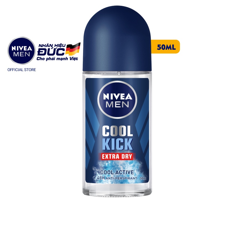 Bộ 2 Lăn Ngăn Mùi NIVEA MEN Cool Kick Mát Lạnh Thơm Năng Động (50 ml)