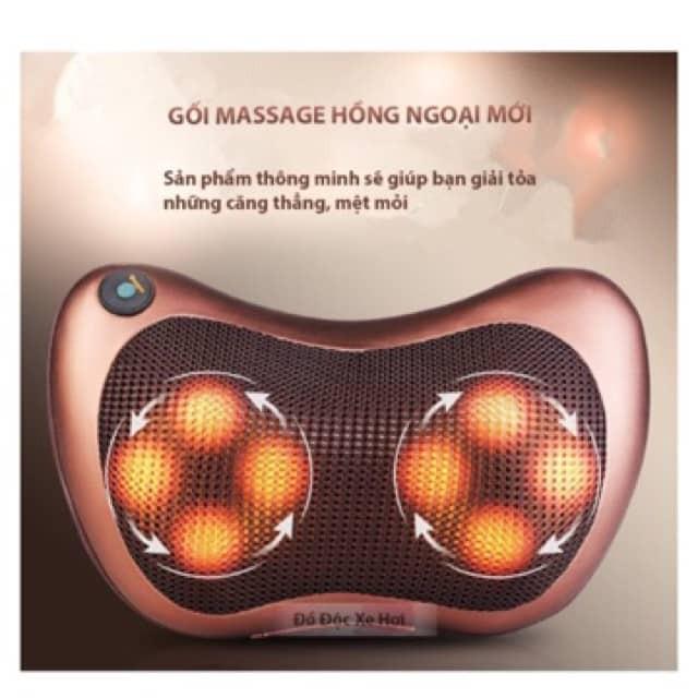 Gối 8 bi massage hồng ngoại