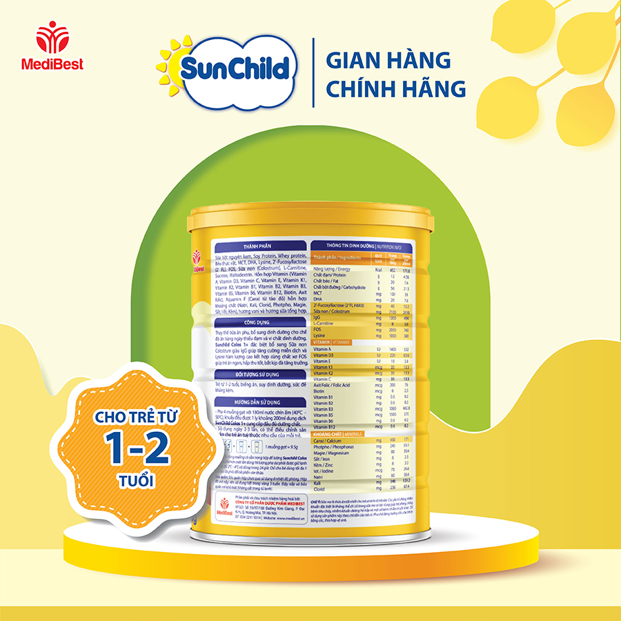 Sữa bột SunChild Colos 1+ - Dinh dưỡng cho trẻ biếng ăn, chậm lớn