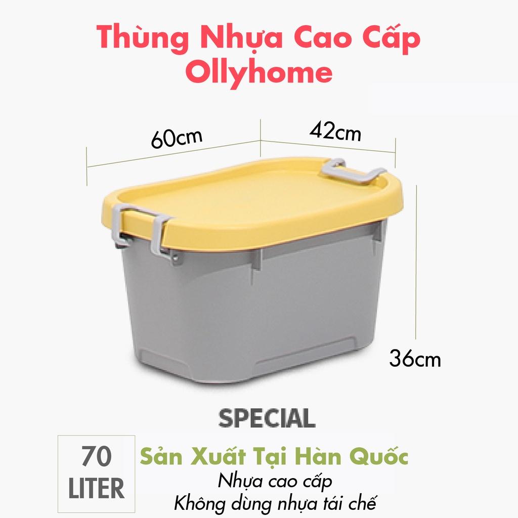 Thùng Đựng Đồ Lớn 70L, Thùng Nhựa Đựng Đồ Có Nắp Độ Bền Vượt Trội Phong Cách Hàn Quốc Ollyhome ST35