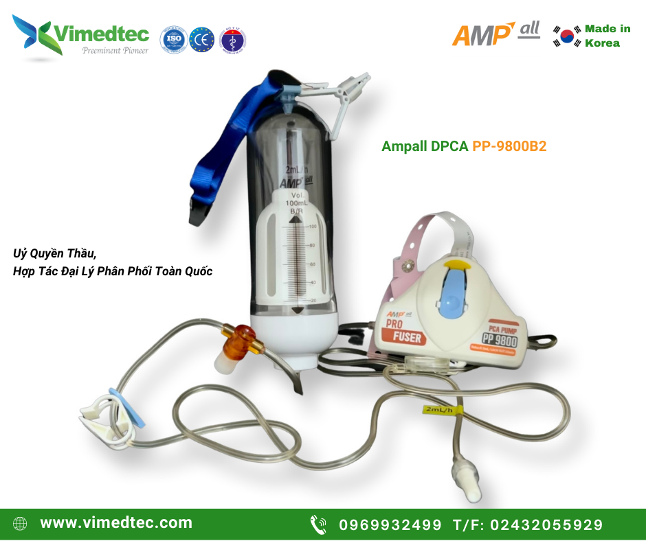 Vimedtec Ampall Bộ Truyền Dịch Thuốc Kiểm Soát Giảm Đau Tự Động (Disposable PCA Pump) An Toàn Lưu Lượng Truyền Chính Xác Tuyệt Đối. Nhập Khẩu Hàn Quốc Chất lượng CE Châu Âu. Mã PP-9800 B2