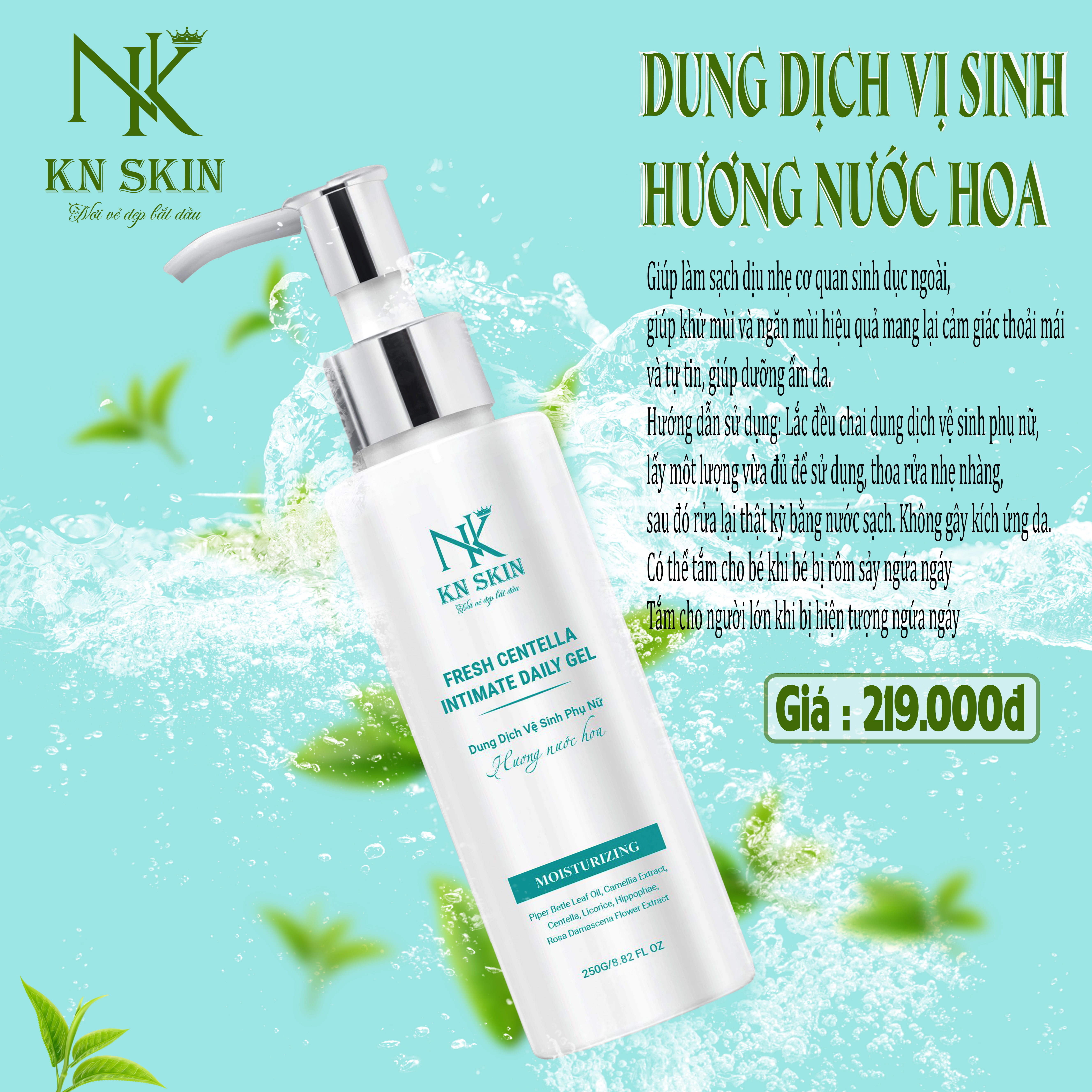 DUNG DỊCH VỆ SINH PHỤ NỮ HƯƠNG NƯỚC HAO PHÁP 250ml Giúp làm sạch dịu nhẹ cơ quan sinh dục ngoài, giúp khử mùi và ngăn mùi hiệu quả mang lại cảm giác thoải mái và tự tin, giúp dưỡng ẩm da.