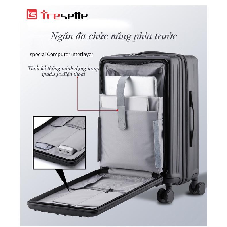 Vali khóa sập cao cấp nhập khẩu Hàn Quốc Tresette 2918 Có Ngăn Đựng Latop Cổng Sạc USB