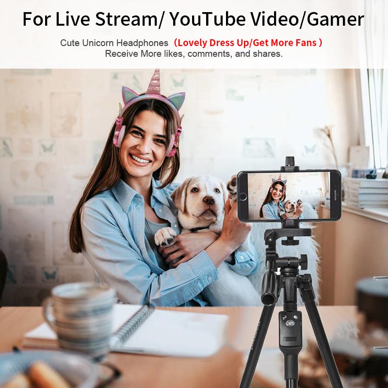 Dễ Thương Kỳ Lân Có Dây Tai Nghe Có Micro Bé Gái Daugther Nhạc Stereo Tai Nghe Máy Tính Di Động Điện Thoại Game Thủ Tai Nghe Trẻ Em Quà Tặng