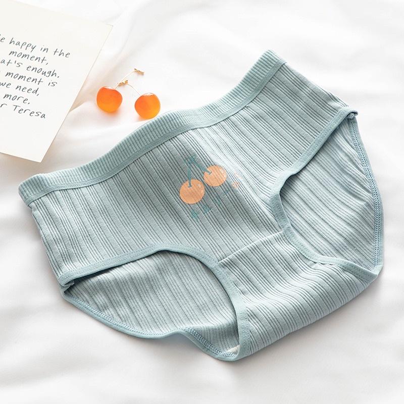 Quần Lót Nữ Cotton Siêu Thoáng Nâng Kẻ Tăm Cherry Xanh QL13