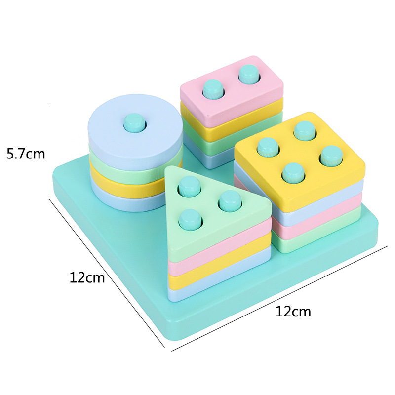 Bộ Đồ Chơi Thả Hình Đế Vuông Màu Pastel Dễ Thương. Đồ Chơi Giáo Dục Sớm Montessori Cho Bé Từ 1 Tuổi ETED35NYN161B